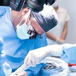 Close-up of surgery for placing dental implants in Rockville, MD