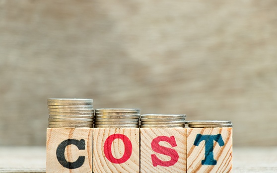 Cost written on wooden blocks