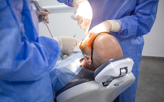 Implant Dentures patient in Rockville undergoing surgery