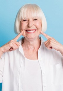 Woman smiling with dentures