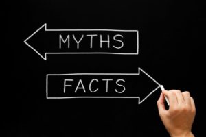 two arrows with the words “myth” and “fact” in them